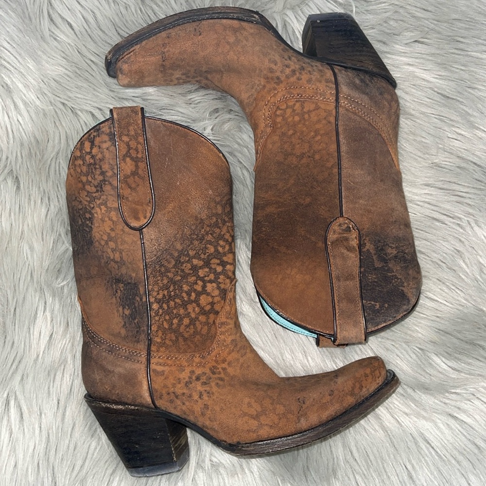 Vintage corral leopard Brown Western Leather Boots